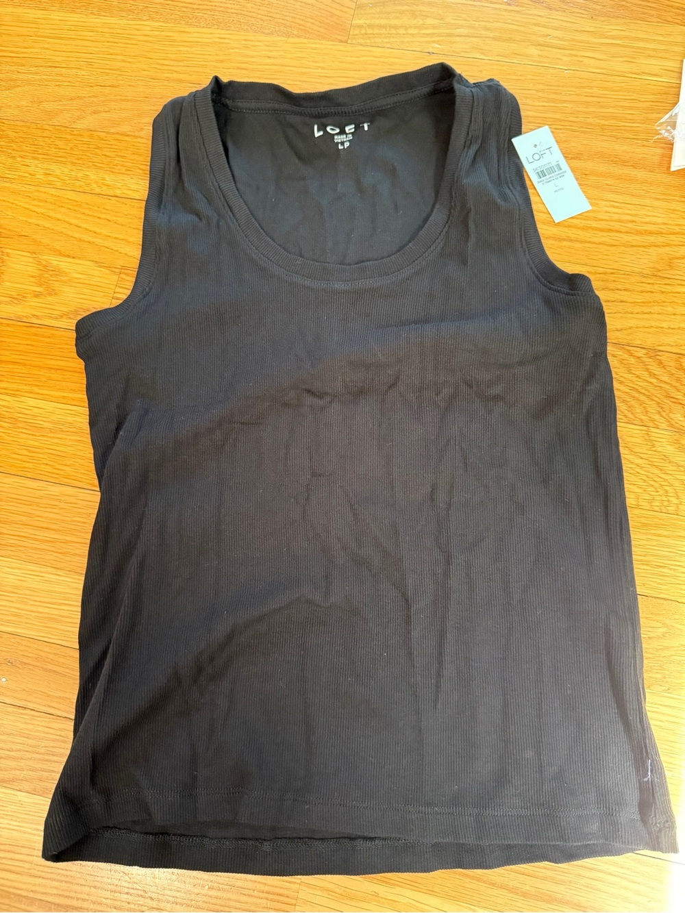 Ann Taylor LOFT Black Ribbed Tank Top PL Sleeveless Casual Basic Layering-NWT